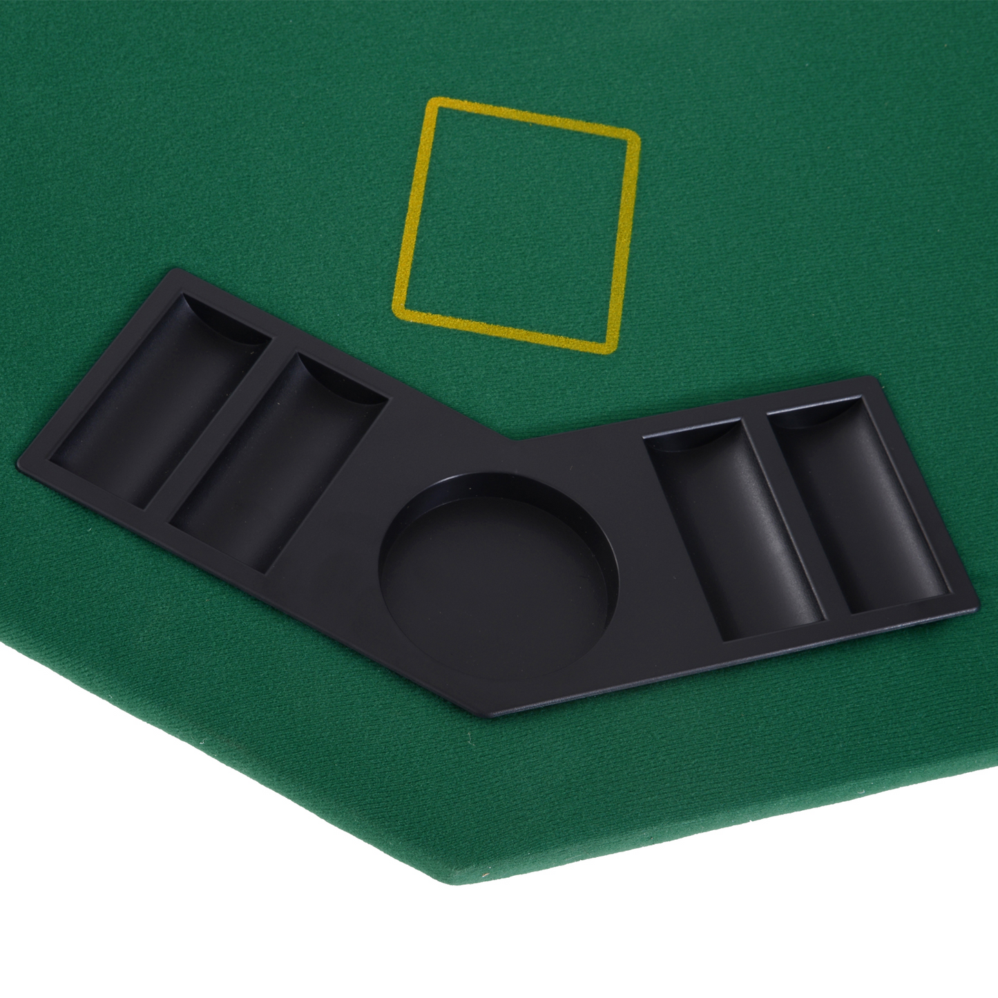 HOMCOM 8 Player Folding Games Poker Table with Chip Cup Holder Steel Base Felt Top Octagon Blackjack Casino Green