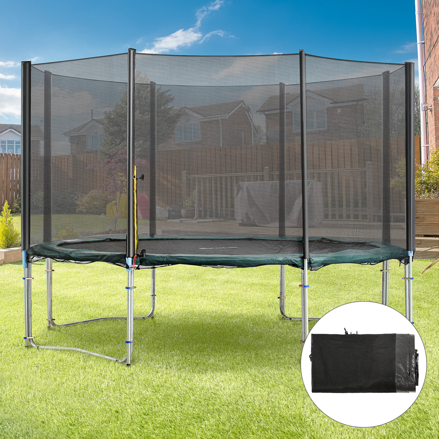 HOMCOM 13FT Trampoline Replacement Spare Net, Safety Protection Net Only, Surround Net Suitable for Trampoline 396cm with 8 Poles