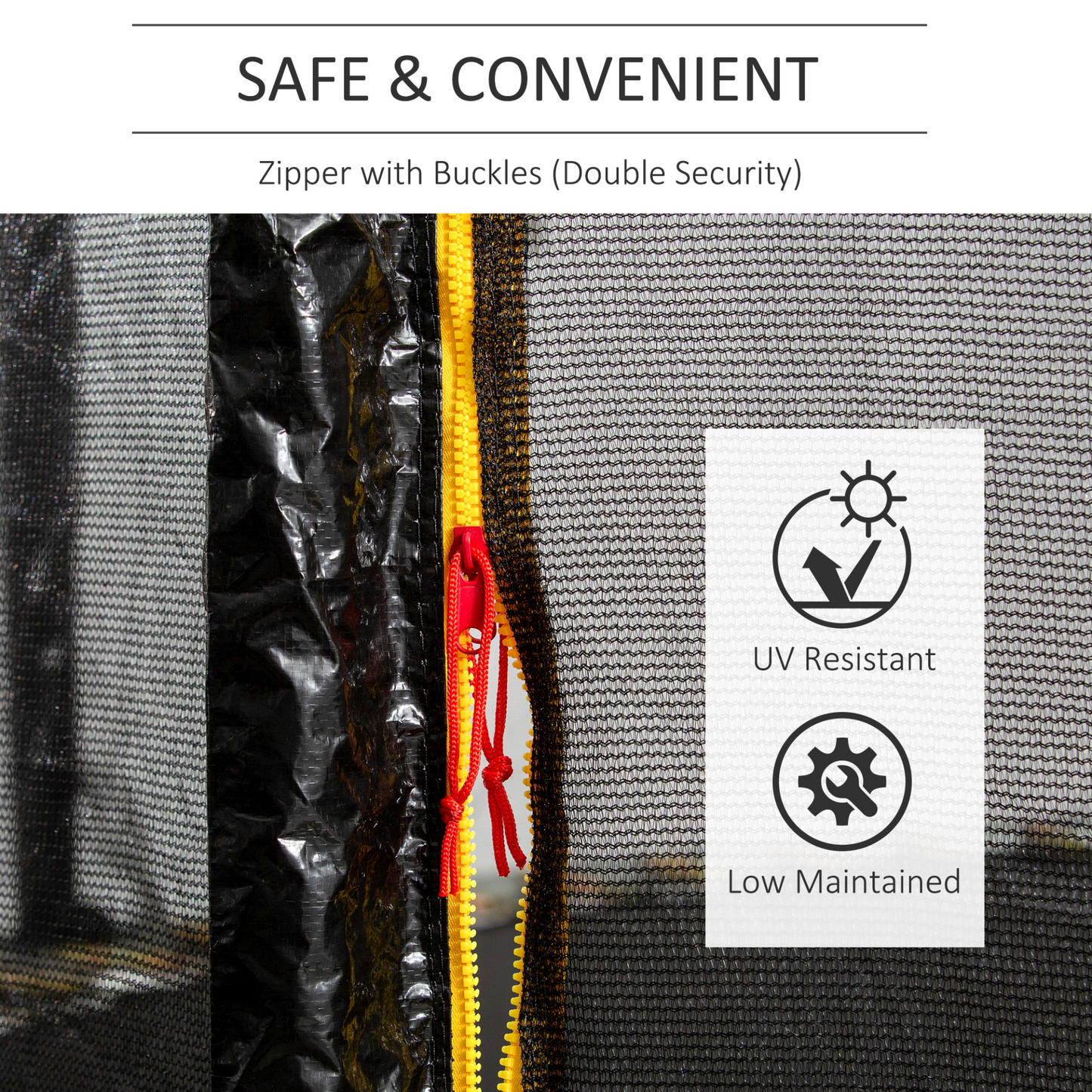 HOMCOM 13FT Trampoline Replacement Spare Net, Safety Protection Net Only, Surround Net Suitable for Trampoline 396cm with 8 Poles