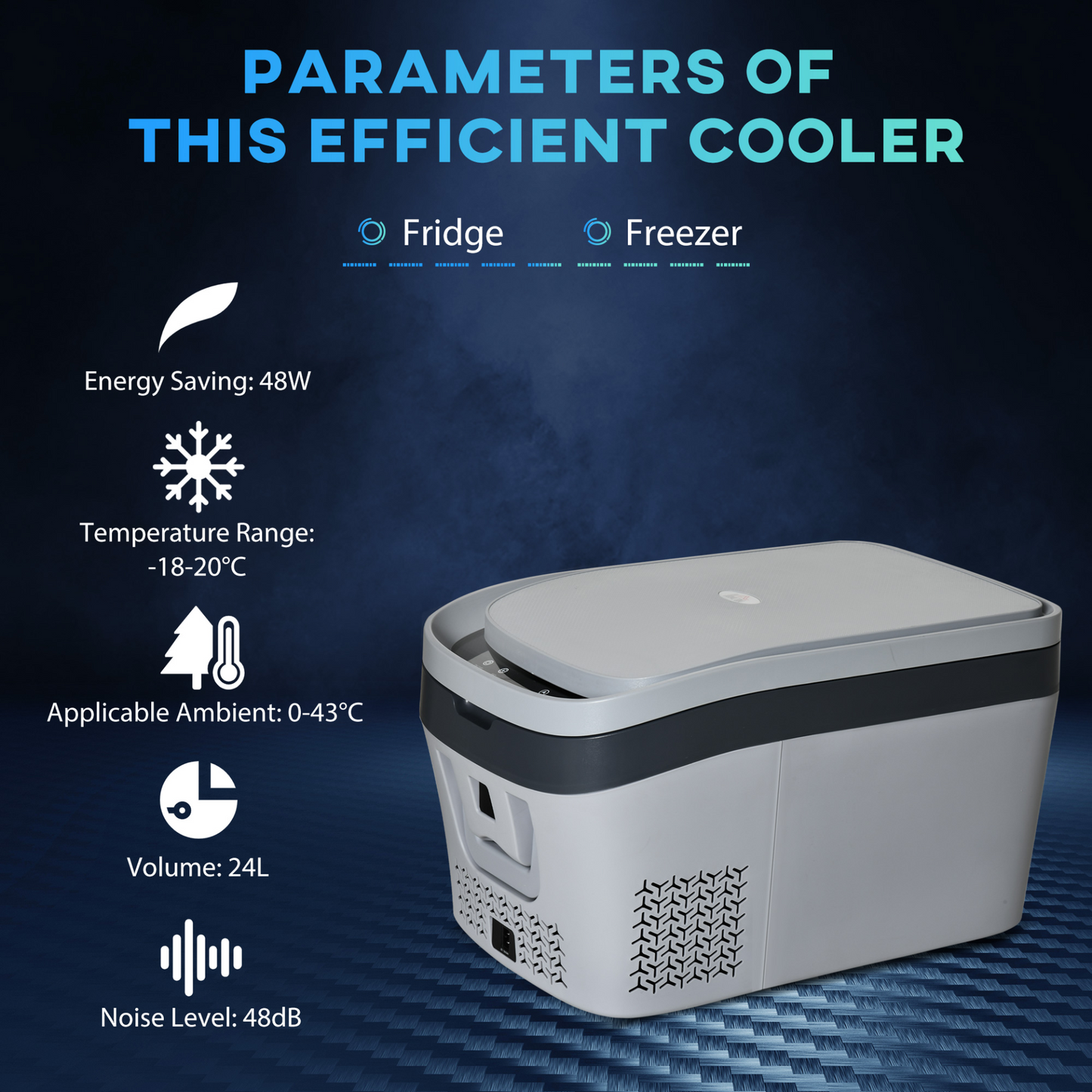 HOMCOM 12 Volt Car Refrigerator, 24L Portable Compressor Cooler, Mini Fridge Freezer for Car, Cool Box, Cooler, RV, Camping and Home Use, -18-20°C