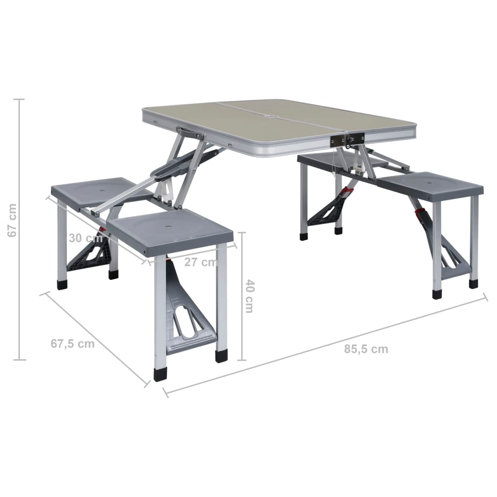 vidaXL Folding Camping Table with 4 Seats Steel Aluminium