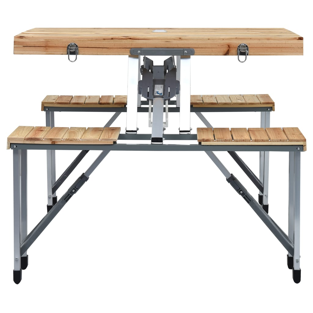 vidaXL Folding Camping Table with 4 Seats Steel Aluminium