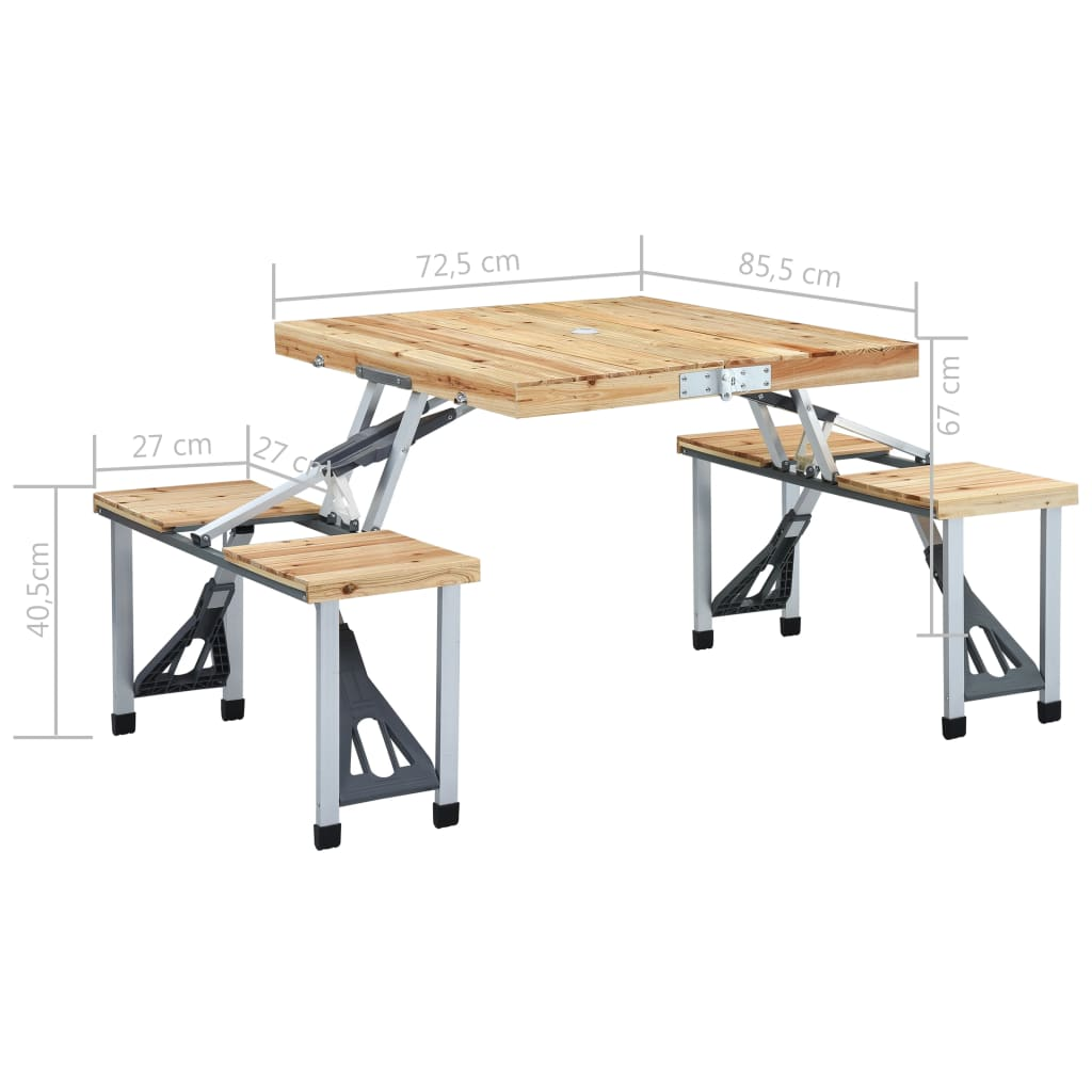 vidaXL Folding Camping Table with 4 Seats Steel Aluminium