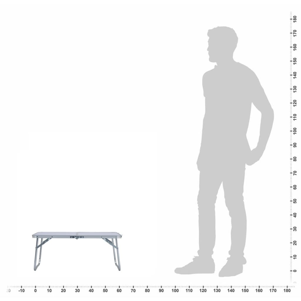 vidaXL Folding Camping Table White Aluminium 60x40 cm