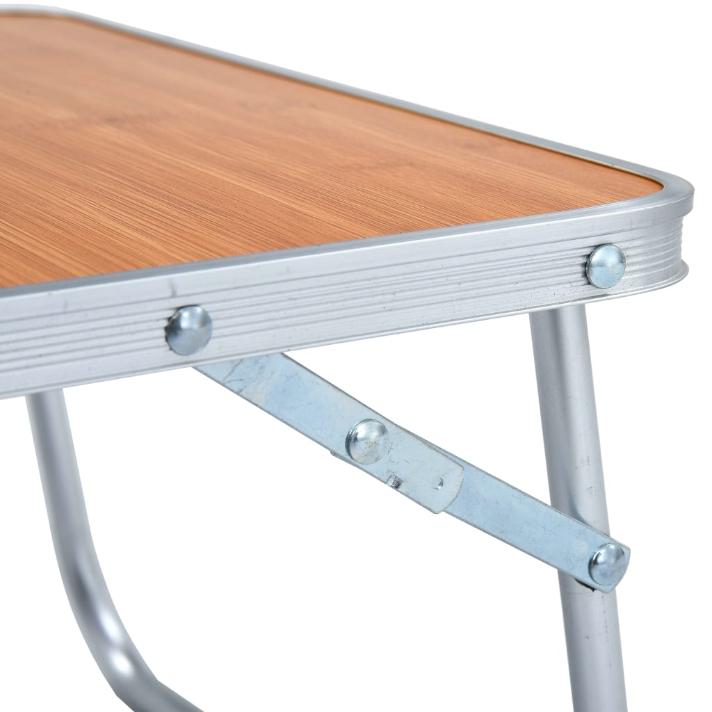 vidaXL Folding Camping Table Brown Aluminium 60x40 cm