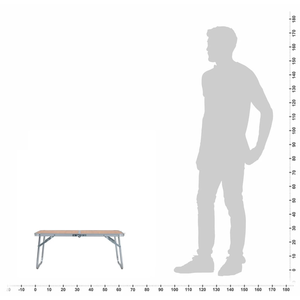 vidaXL Folding Camping Table Brown Aluminium 60x40 cm