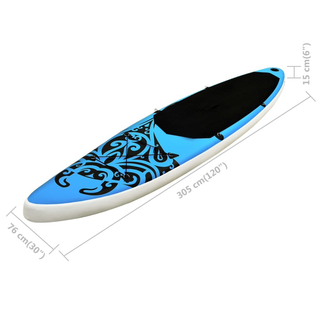 vidaXL Inflatable Stand Up Paddleboard Set 305x76x15 cm Blue