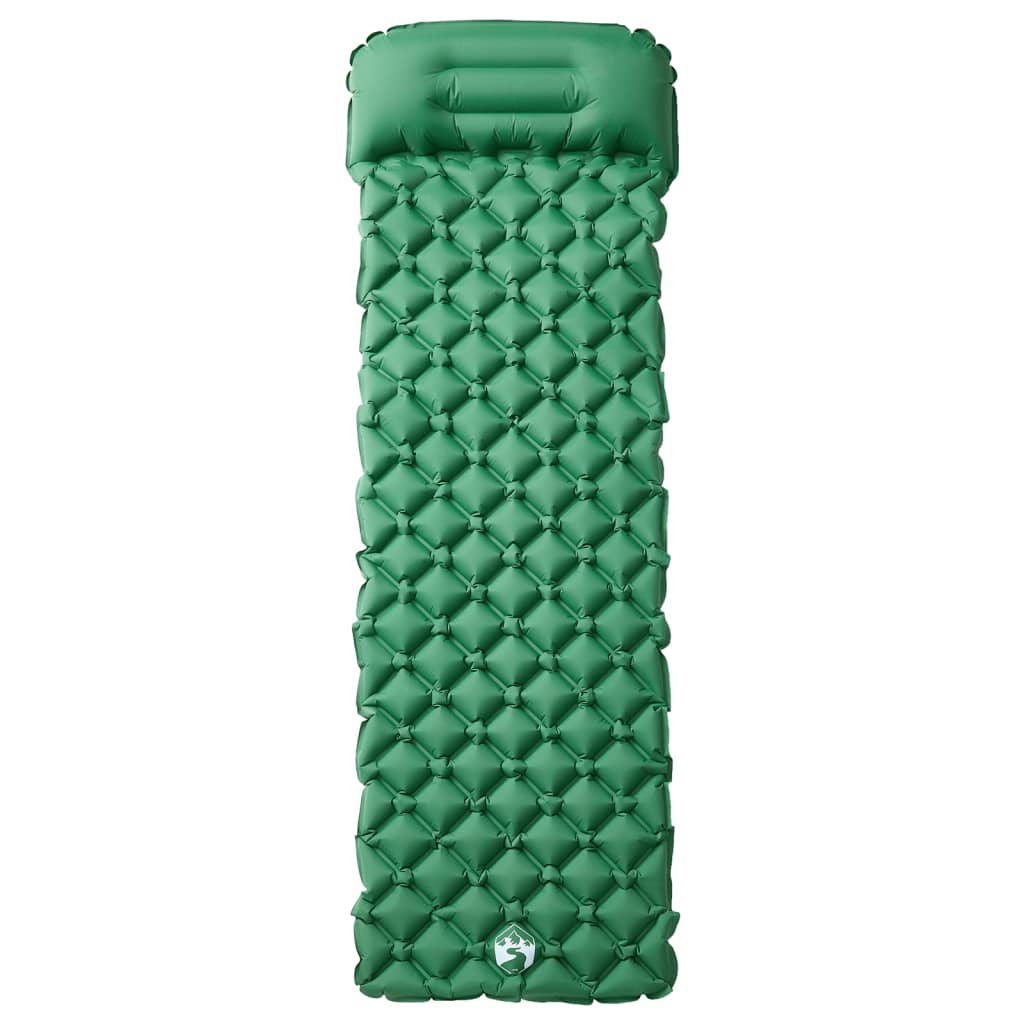 vidaXL Inflating Camping Mattress with Pillow 1-Person Green
