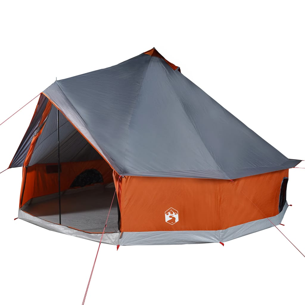 vidaXL Family Tent Tipi 10-Person Grey and Orange Waterproof