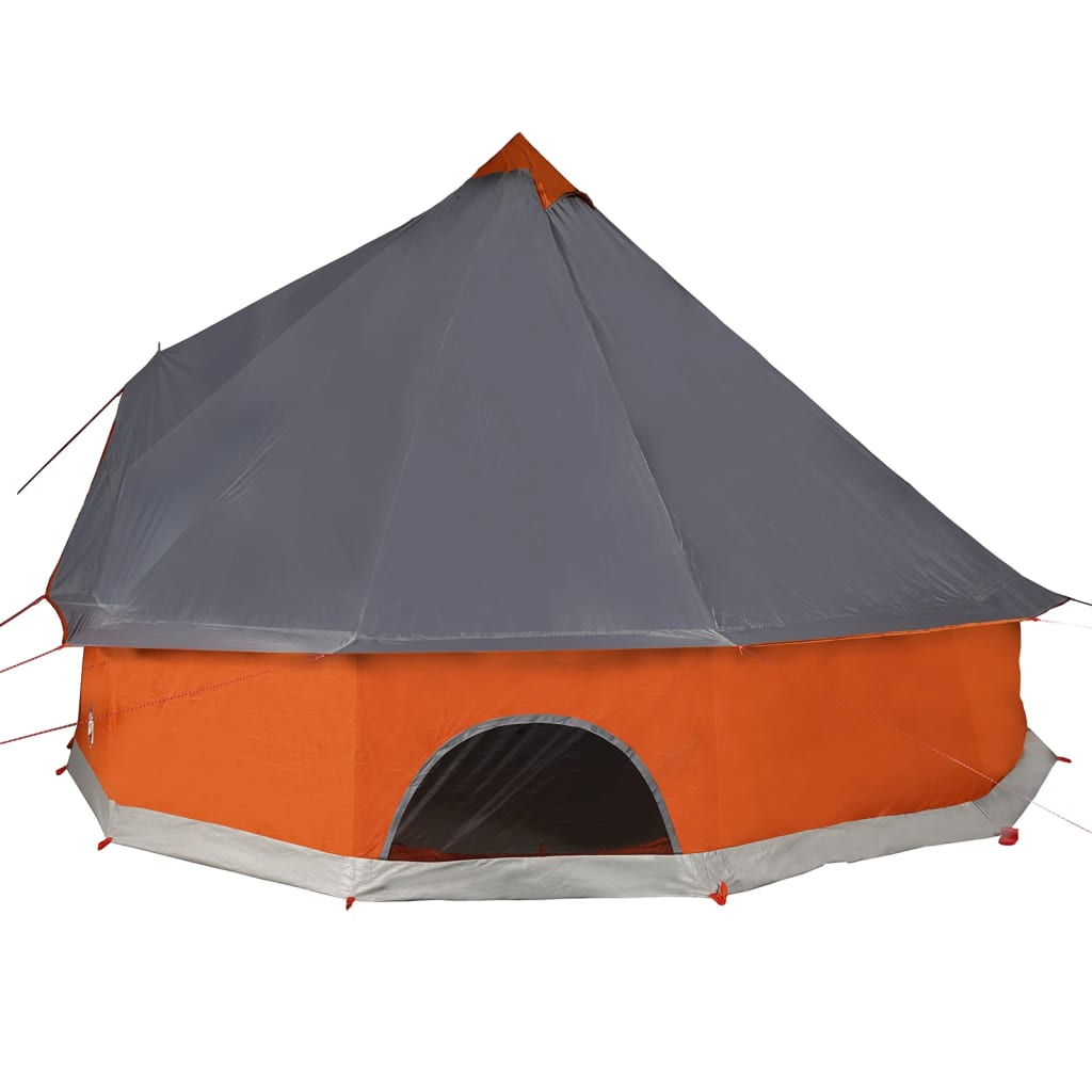 vidaXL Family Tent Tipi 10-Person Grey and Orange Waterproof