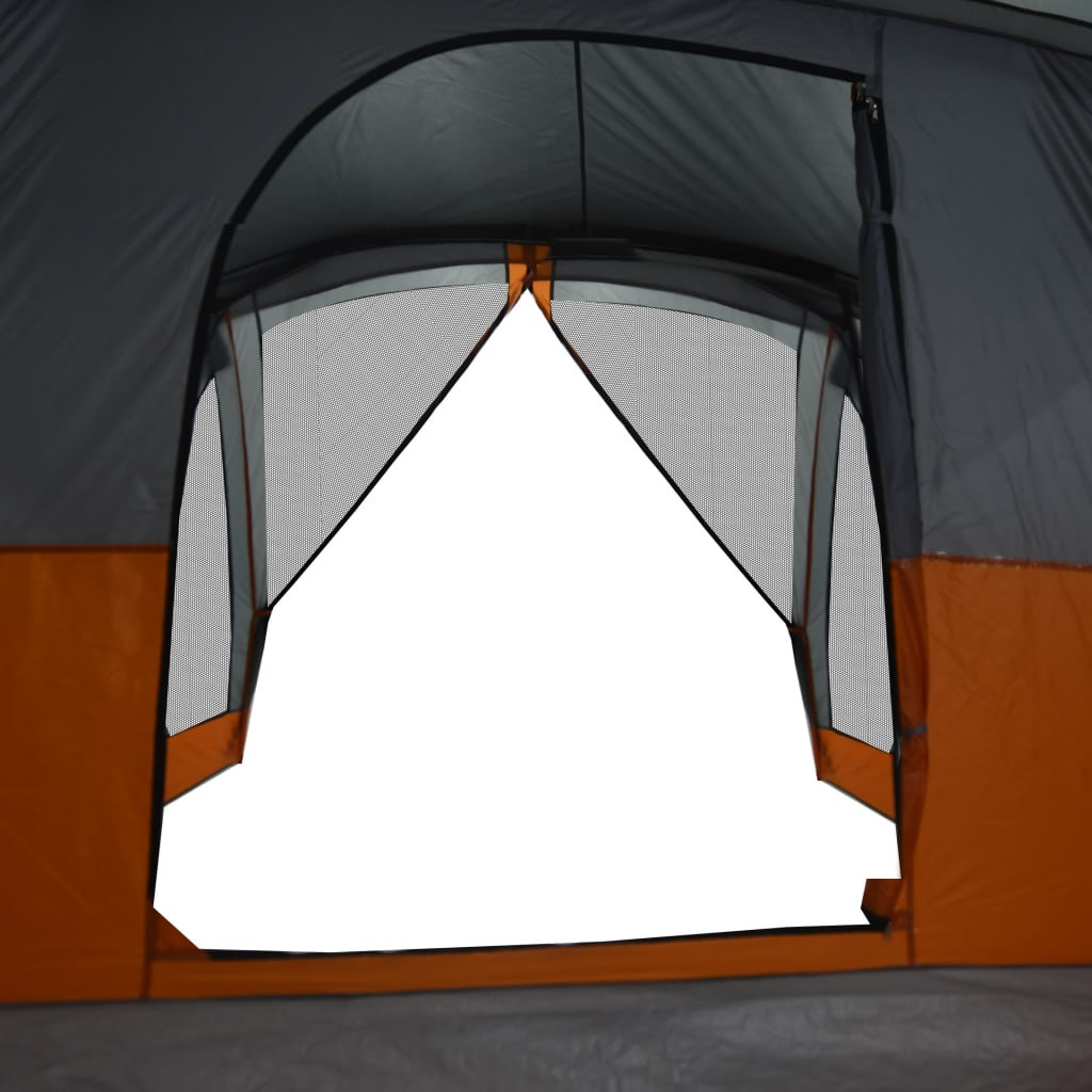 vidaXL Family Tent with Porch 6-Person Grey and Orange Waterproof
