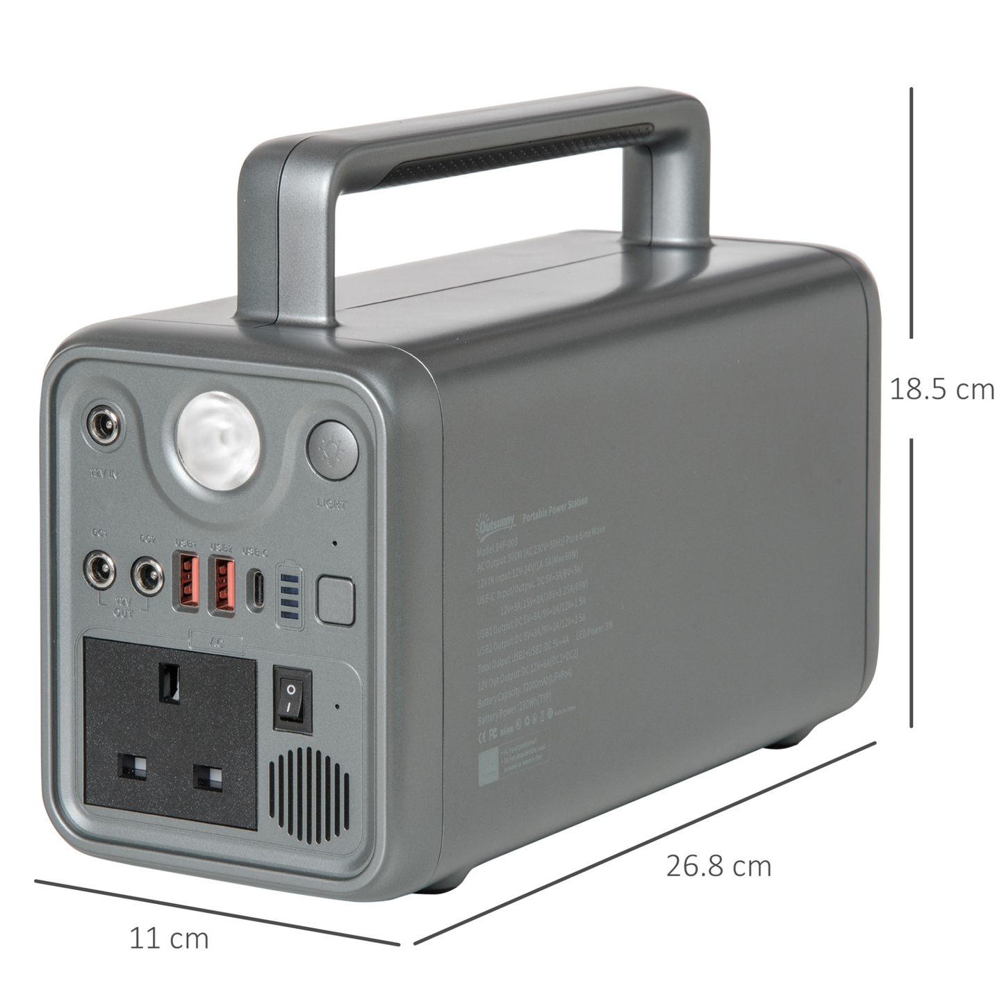 Outsunny Portable Power Station, 230.4Wh/72000mAh, Three Charging Modes Pure Sine-Wave Battery Backup