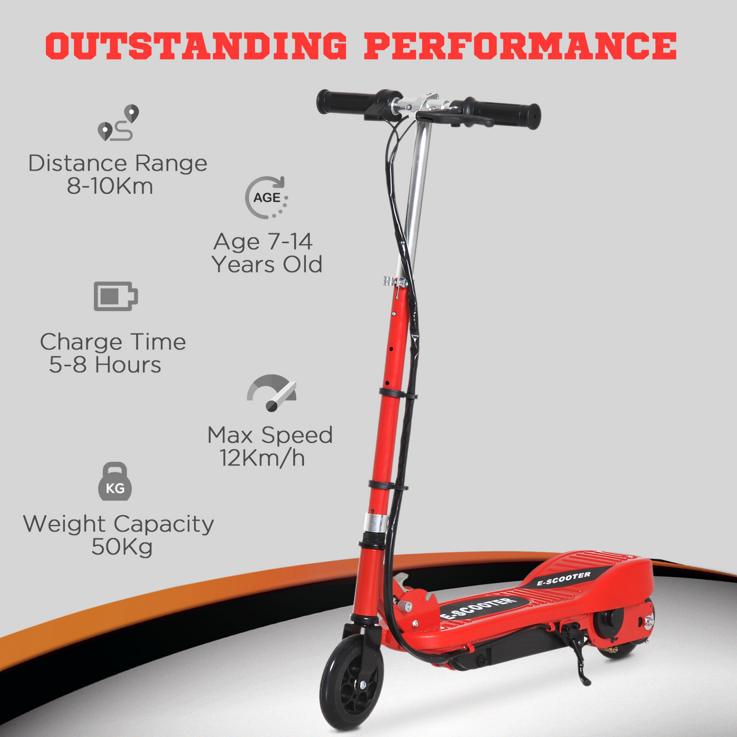 HOMCOM Kids Folding Electric Bike Children E Scooter  Ride on Toy 2 x 12V Recharge Battery 120W Adjustable Height PU Wheels Suitable for 7 to 14 yrs - Red
