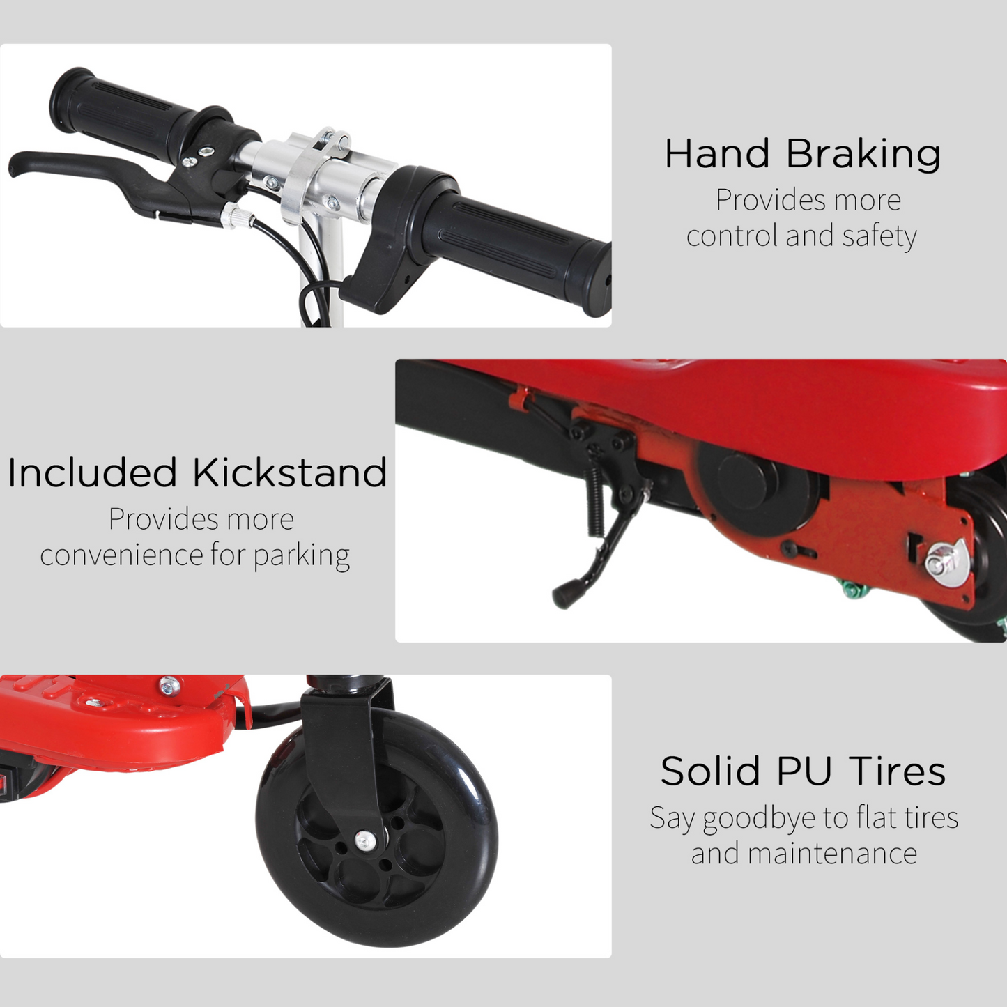 HOMCOM Kids Folding Electric Bike Children E Scooter  Ride on Toy 2 x 12V Recharge Battery 120W Adjustable Height PU Wheels Suitable for 7 to 14 yrs - Red