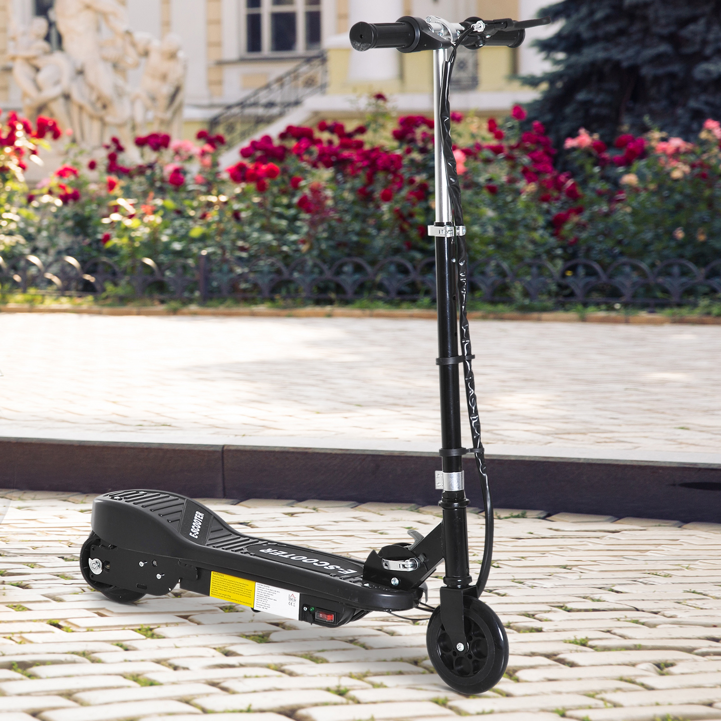 HOMCOM Kids Folding Electric Bike Children E Scooter  Ride on Toy 2 x 12V Recharge Battery 120W Adjustable Height PU Wheels Suitable for 7 to 14 yrs - Black