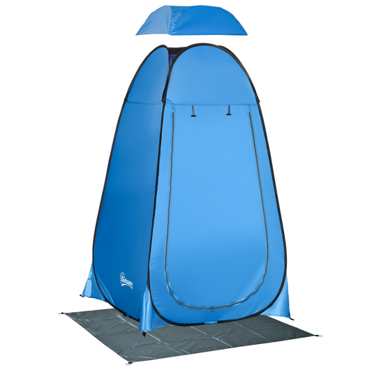 Outsunny Camping Shower Tent Pop Up Toilet Privacy for Outdoor Changing Dressing Bathing Storage Room Tents, Portable Carrying Bag for Fishing, Hiking, Blue
