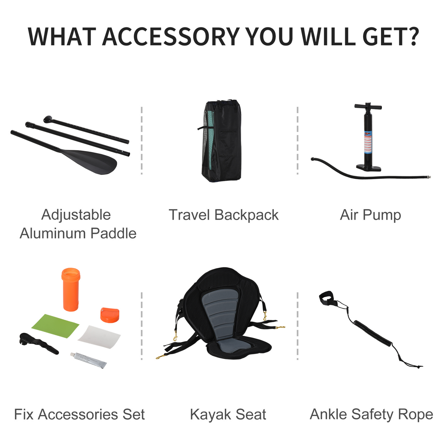 HOMCOM 10.5ft Inflatable Paddle Board Standup Paddle Board  with Seat, SUP Accessories w/ Carry Bag Non-Slip Deck Adj Paddle Seat Pump Leash for Adults Kids Green