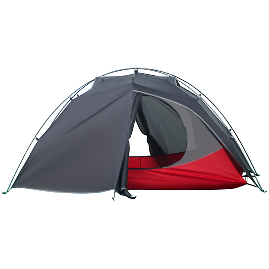 Outsunny Camping Tent, Compact 2 Man Dome Tent, Waterproof Lightweight Outdoor Tent with Double Layer Doors, Dark Grey