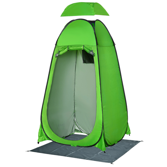 Outsunny Camping Shower Tent Pop Up Toilet Privacy for Outdoor Changing Dressing Bathing Storage Room Tents, Portable Carrying Bag for Fishing, Hiking, Green