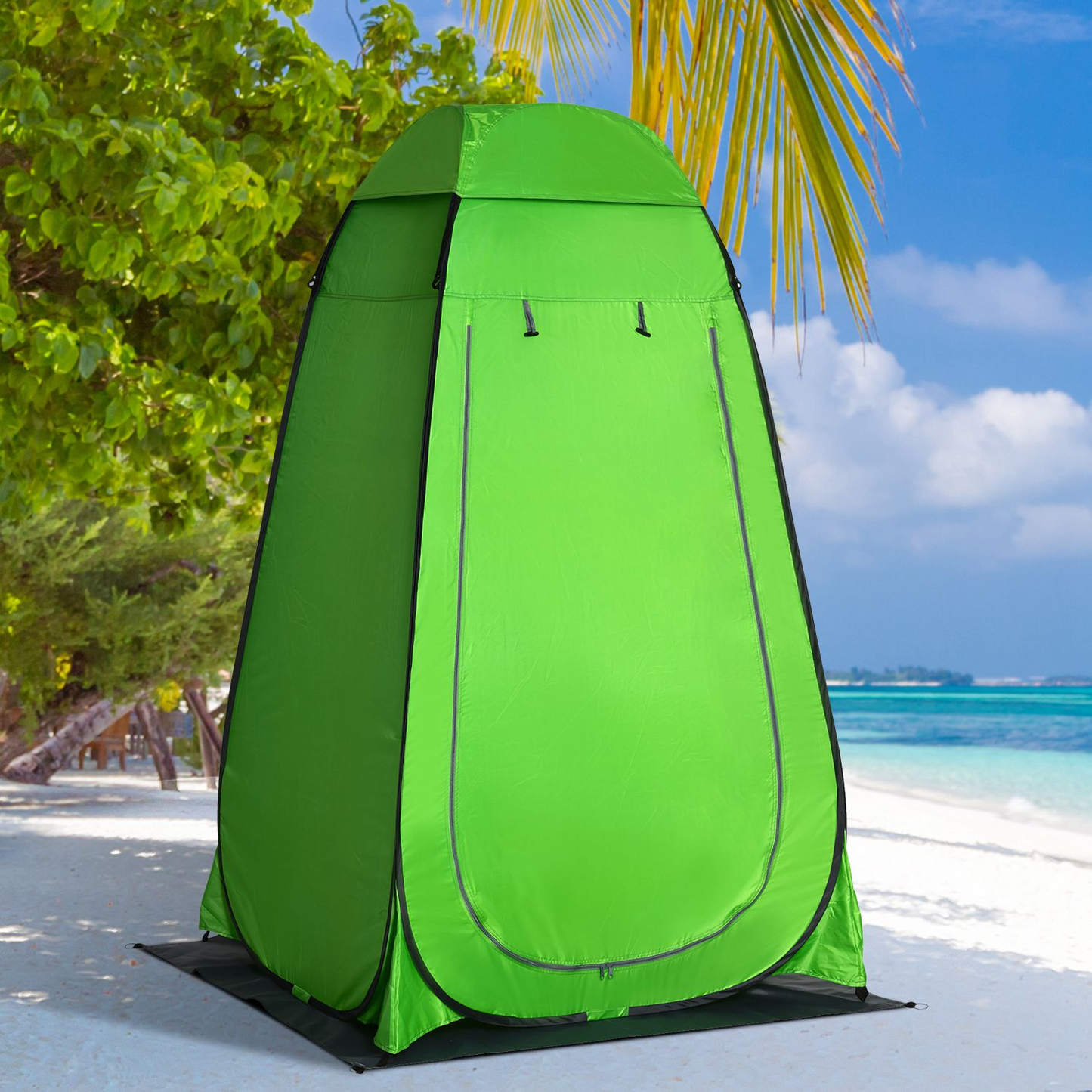 Outsunny Camping Shower Tent Pop Up Toilet Privacy for Outdoor Changing Dressing Bathing Storage Room Tents, Portable Carrying Bag for Fishing, Hiking, Green