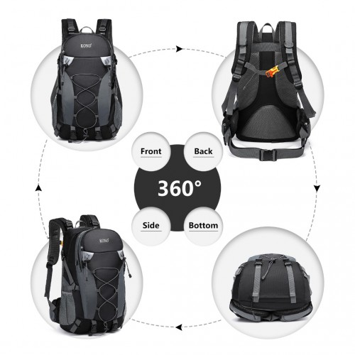EQ2238 - Kono Multi Functional Outdoor Hiking Backpack With Rain Cover - Black