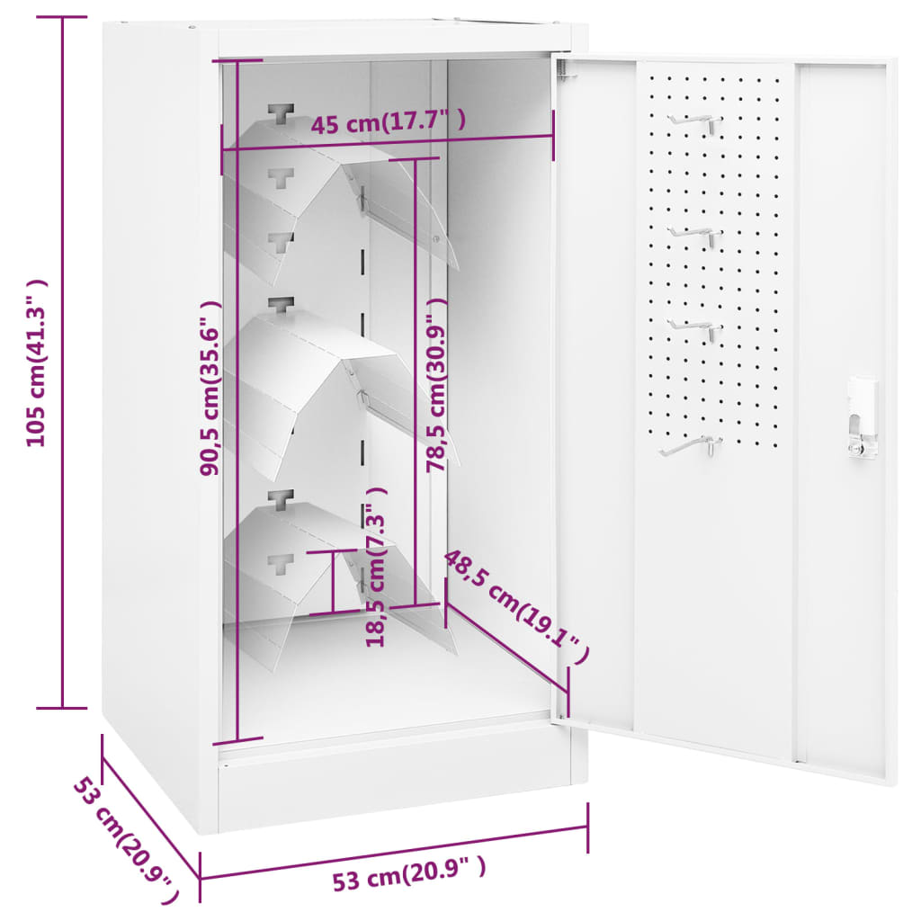 vidaXL Saddle Cabinet White 53x53x105 cm Steel