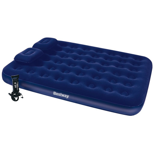 Bestway Inflatable Flocked Airbed Pillow Air Pump 203x152x22cm 67374