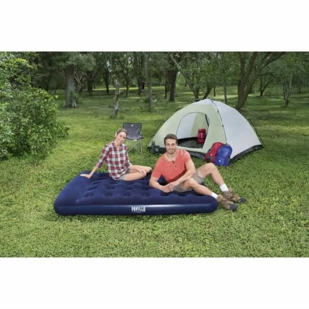Bestway Inflatable Flocked Airbed with Built-in Foot Pump 191 x 137 x 28 cm