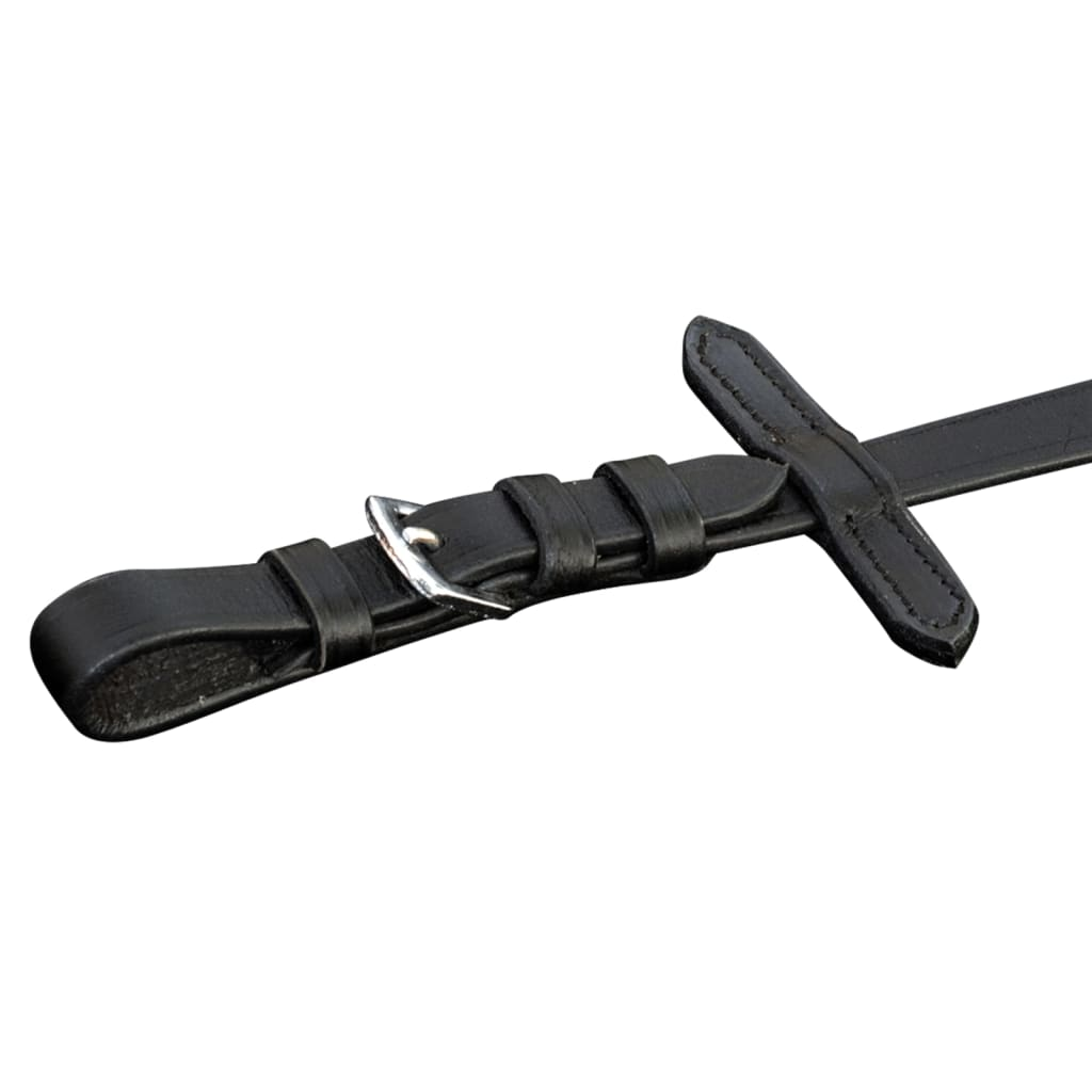 Leather Flash Bridle with Reins and Bit Black Pony