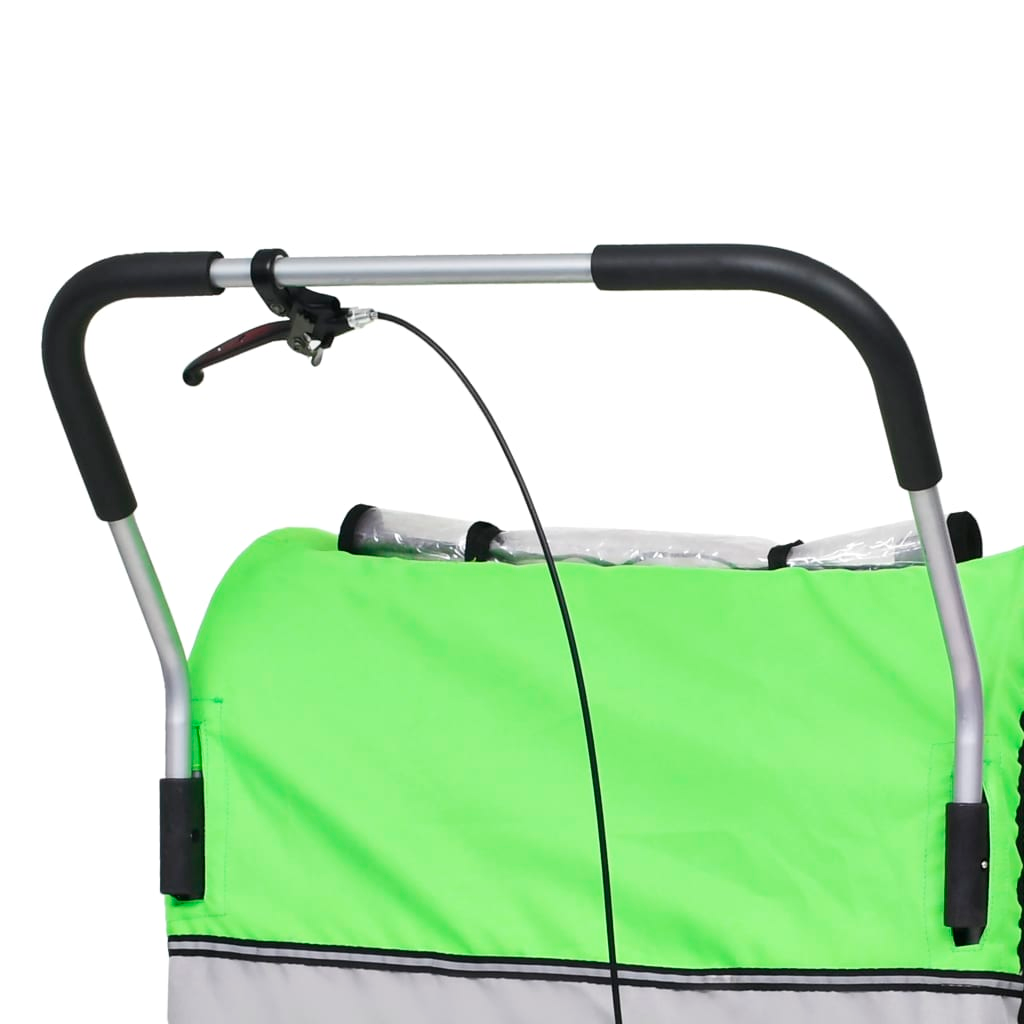 vidaXL 2-in-1 Kids' Bicycle Trailer & Stroller Green and Grey
