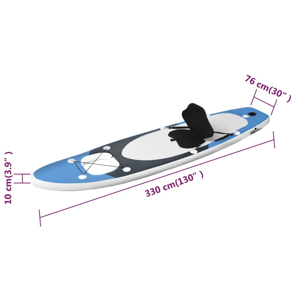 vidaXL Inflatable Stand Up Paddle Board Set Sea Blue 330x76x10 cm