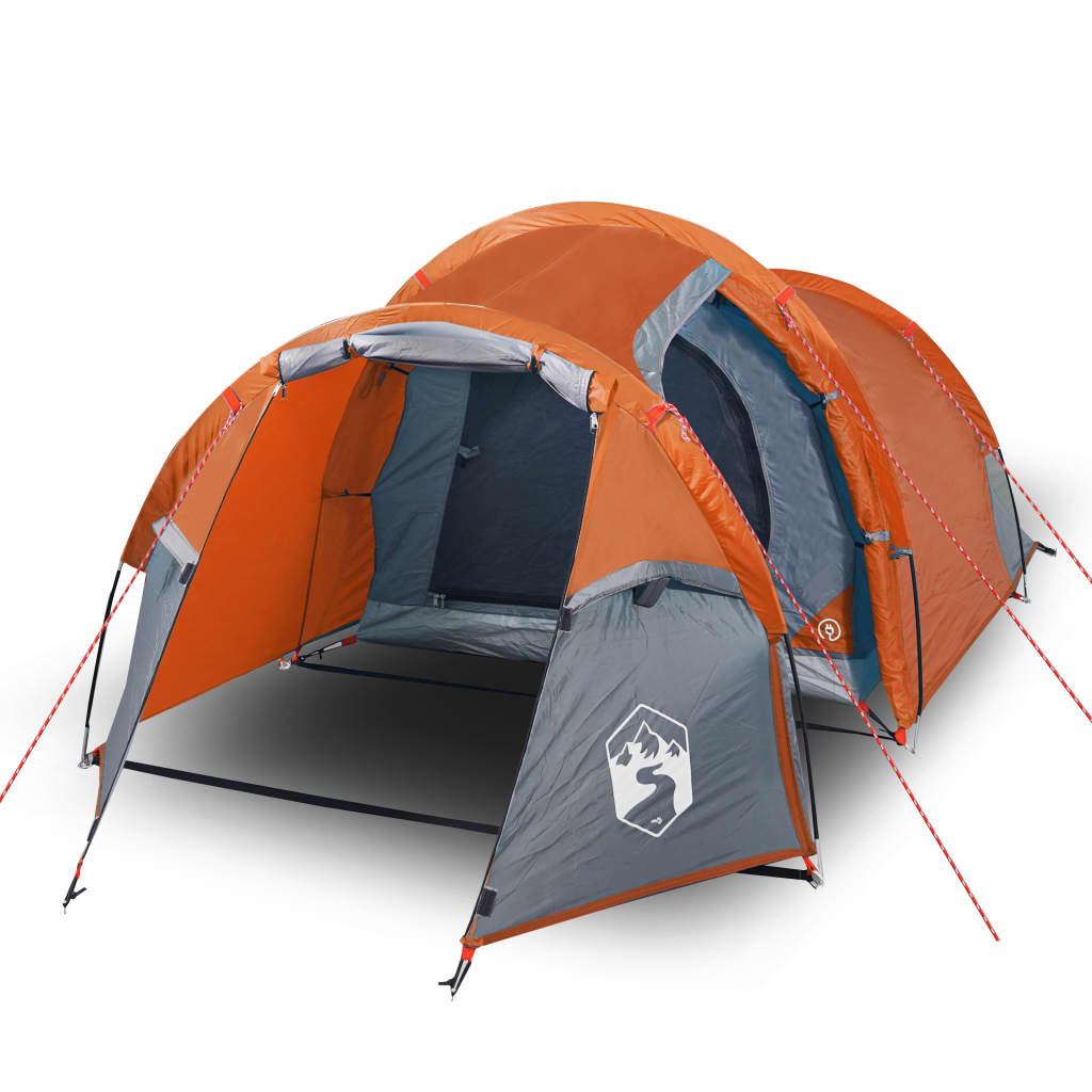 vidaXL Camping Tent Tunnel 2-Person Grey and Orange Waterproof