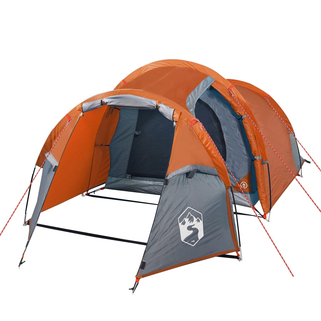 vidaXL Camping Tent Tunnel 2-Person Grey and Orange Waterproof