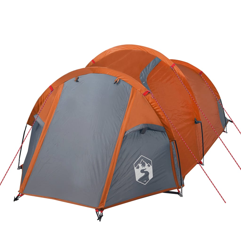 vidaXL Camping Tent Tunnel 2-Person Grey and Orange Waterproof