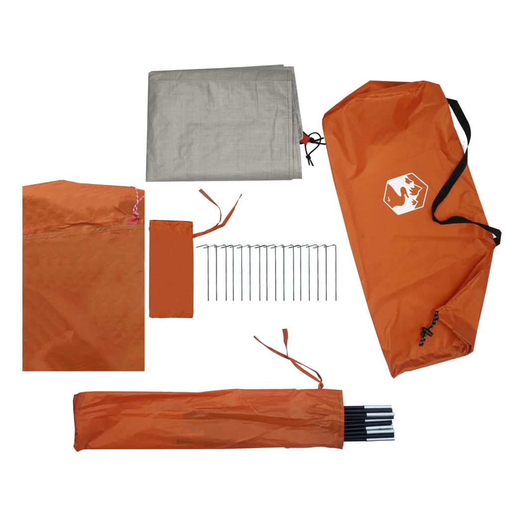 vidaXL Camping Tent Tunnel 2-Person Grey and Orange Waterproof