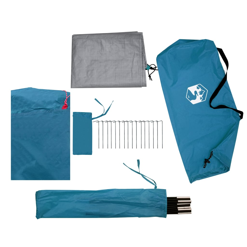 vidaXL Camping Tent 4 Persons Blue 360x135x105 cm 185T Taffeta