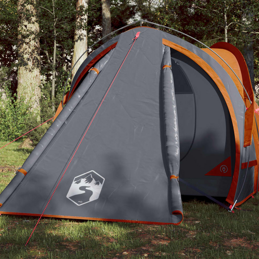 vidaXL Camping Tent Dome 2-Person Grey and Orange Waterproof