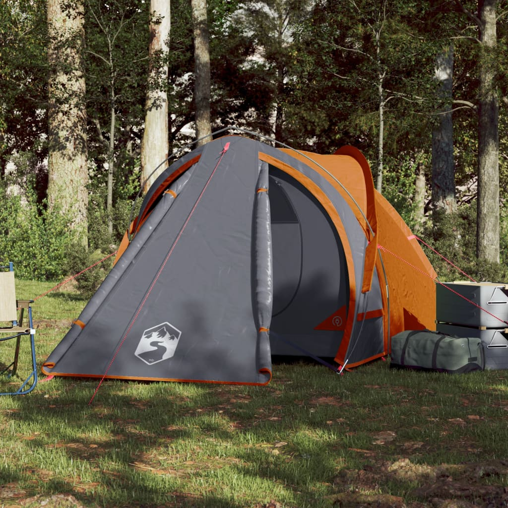 vidaXL Camping Tent Dome 2-Person Grey and Orange Waterproof