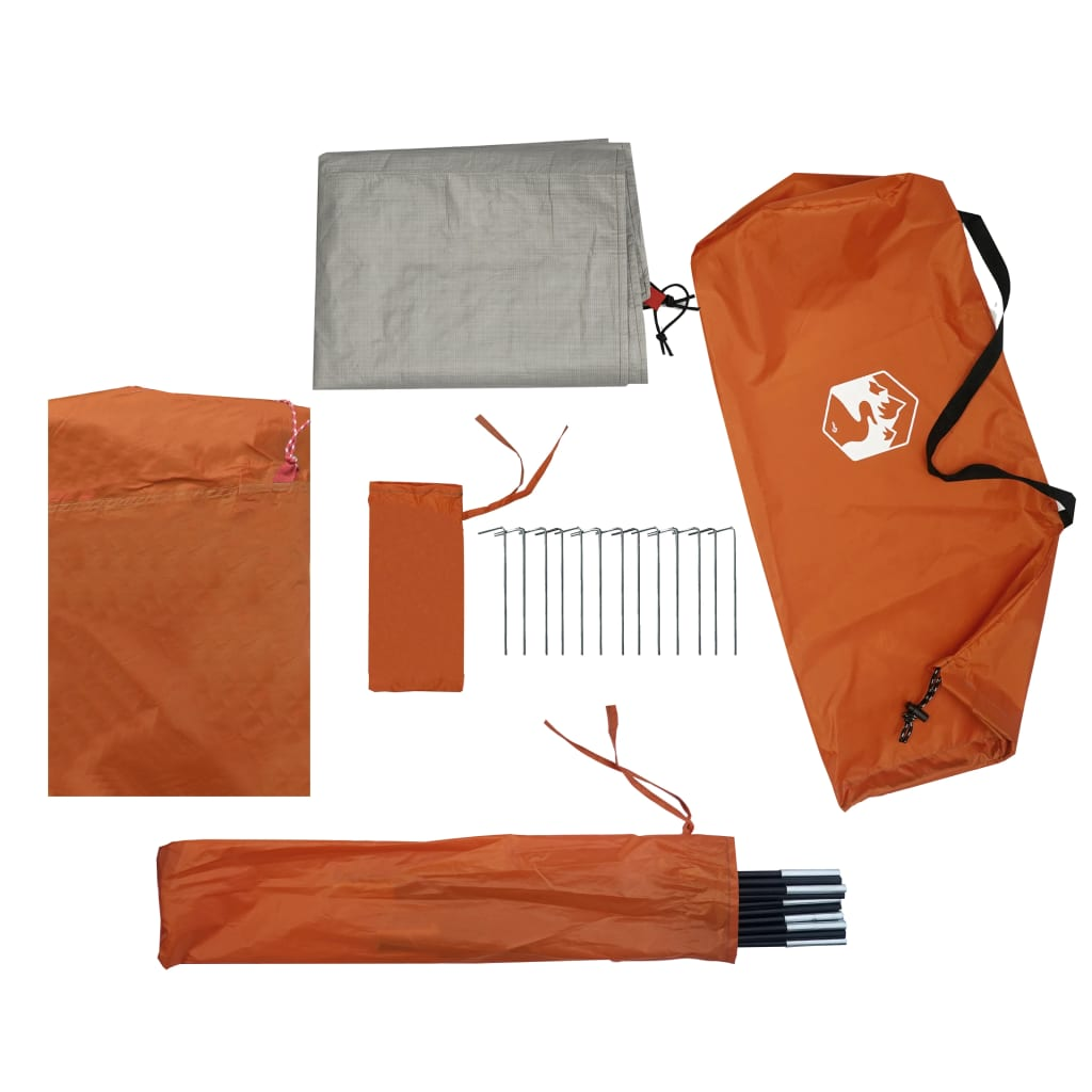 vidaXL Camping Tent Dome 2-Person Grey and Orange Waterproof
