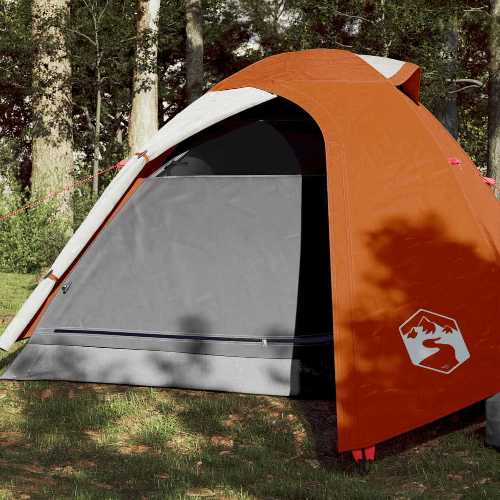 vidaXL Camping Tent Dome 3-Person Grey and Orange Waterproof