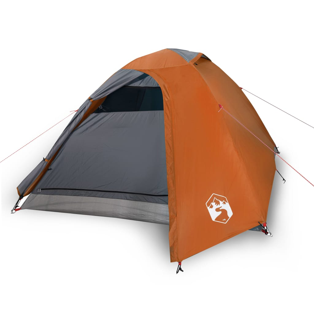vidaXL Camping Tent Dome 3-Person Grey and Orange Waterproof