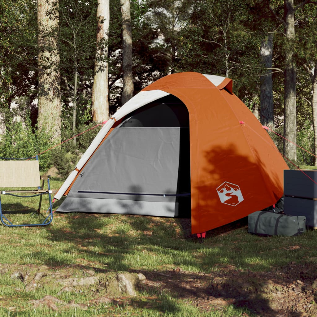 vidaXL Camping Tent Dome 3-Person Grey and Orange Waterproof
