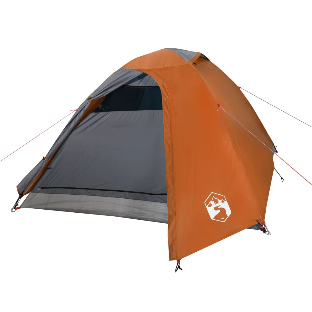 vidaXL Camping Tent Dome 3-Person Grey and Orange Waterproof