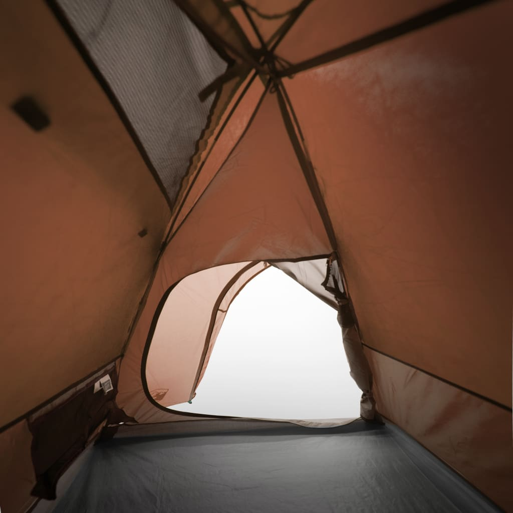 vidaXL Camping Tent Dome 3-Person Grey and Orange Waterproof