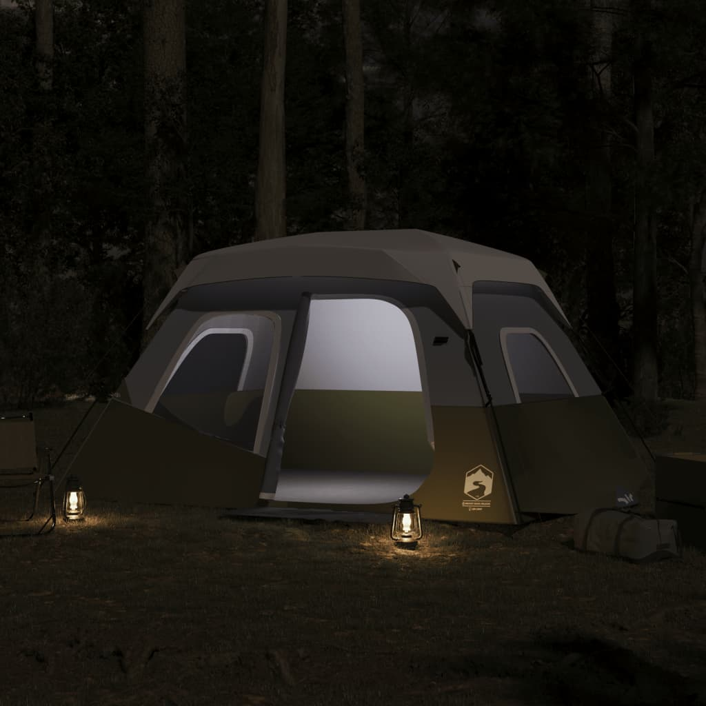 vidaXL Family Tent with LED 6-Person Light Blue Quick Release
