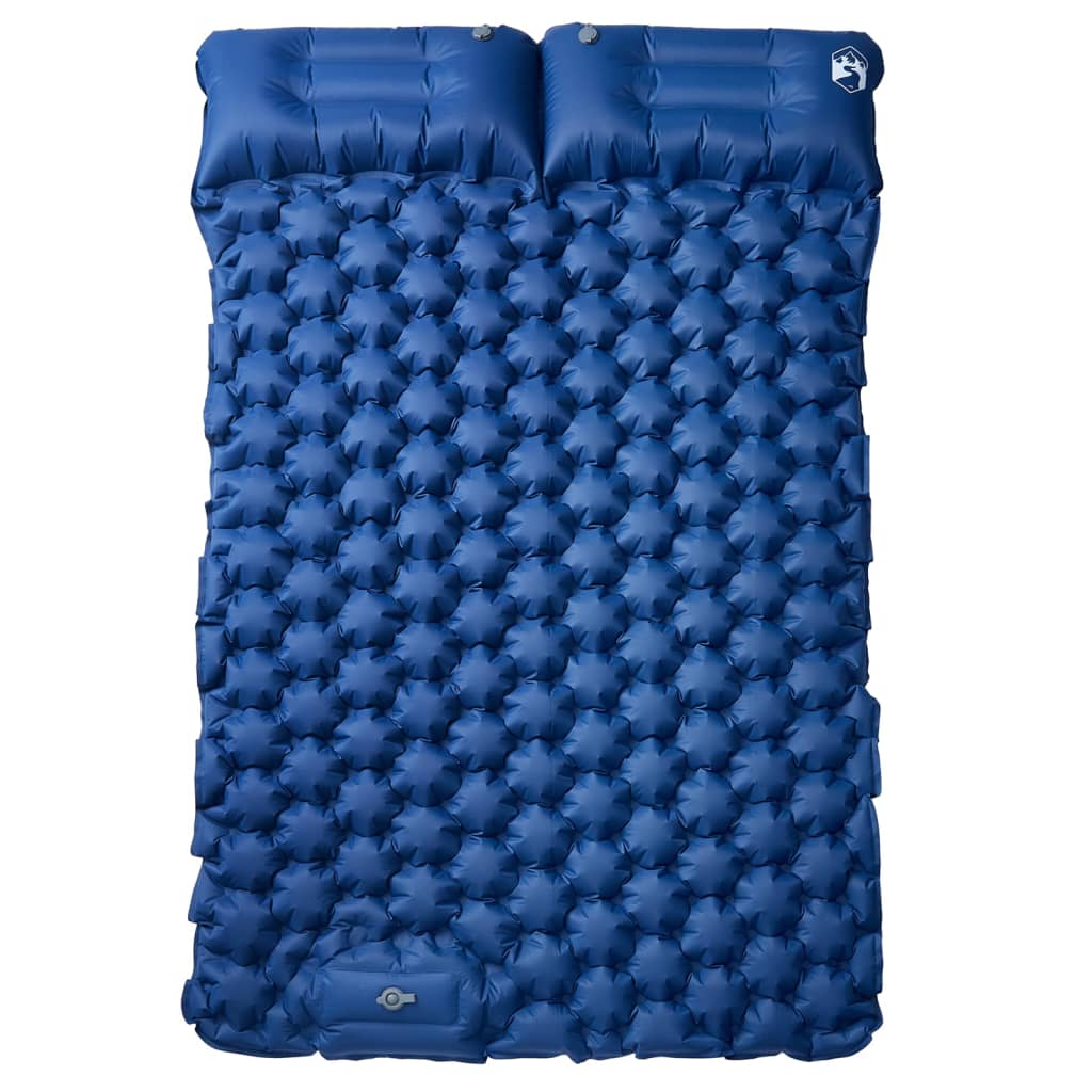 vidaXL Self Inflating Camping Mattress with Pillows 2-Person Navy Blue