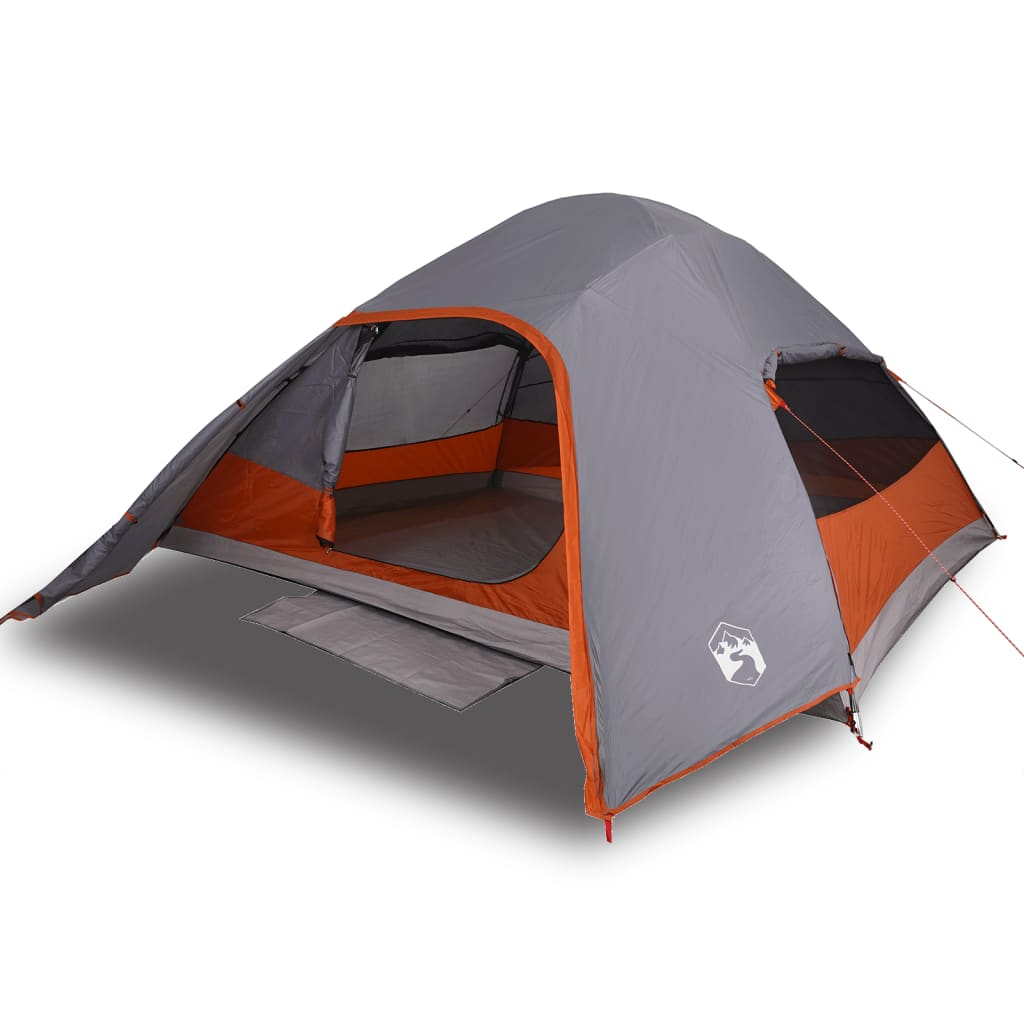 vidaXL Camping Tent Dome 4-Person Grey and Orange Waterproof