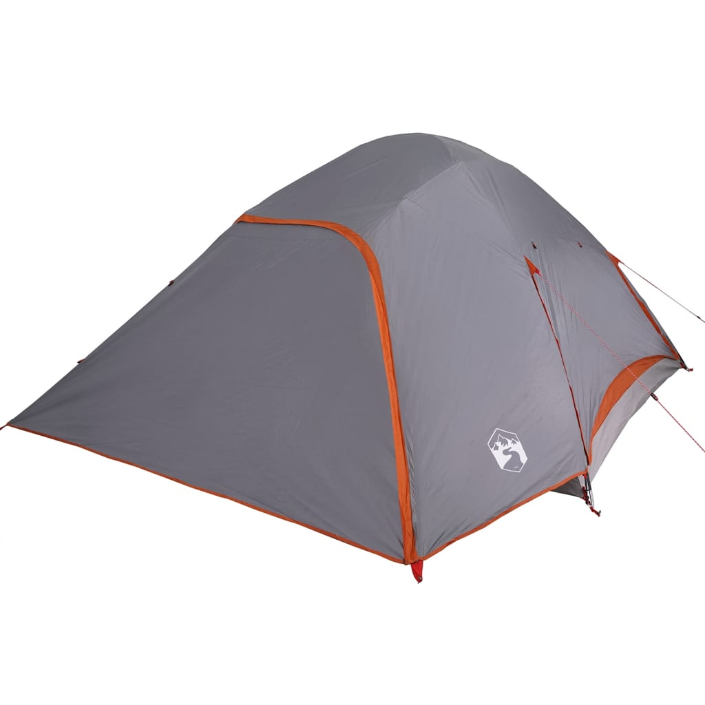 vidaXL Camping Tent Dome 4-Person Grey and Orange Waterproof