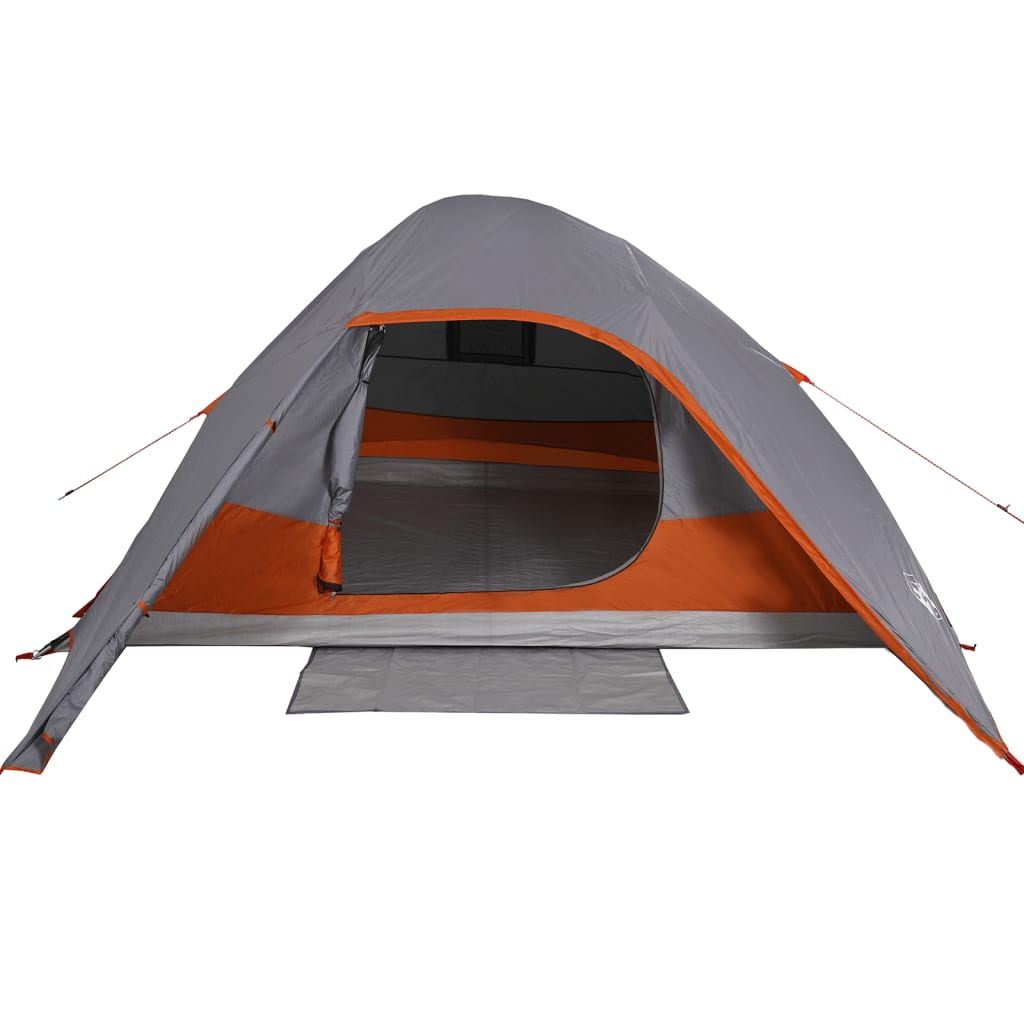 vidaXL Camping Tent Dome 4-Person Grey and Orange Waterproof