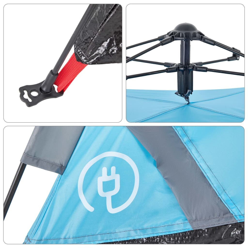 vidaXL Camping Tent 2-Person Blue Quick Release